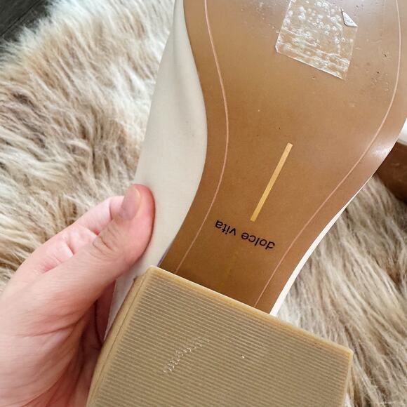 Dolce Vita Caley Ivory Leather Block Heel Mules Size 10 - Picture 3 of 7